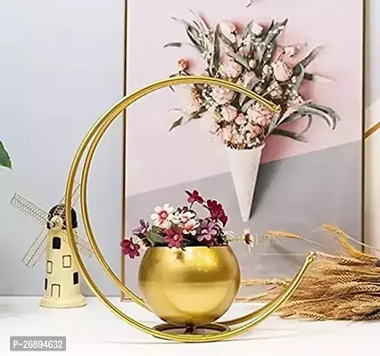 Moon Shape Vase Gold Metal Flower Pot For Home Decor