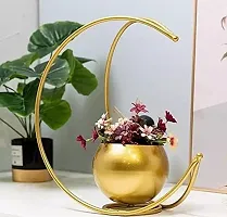 Metal Design with Gold Finish Flower Vase for Antique-thumb1