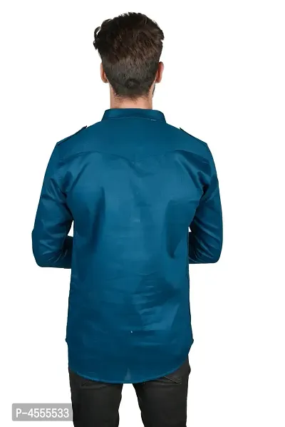 Stylish Blue Cotton Blend Solid Short Length Kurta For Men-thumb2