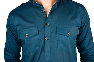 Stylish Blue Cotton Blend Solid Short Length Kurta For Men-thumb3