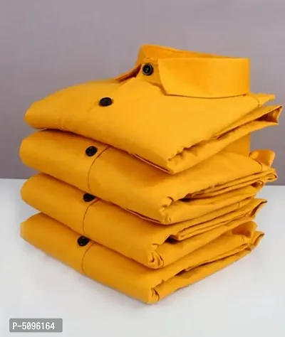 Casual Solid Yellow Long Sleeves Shirt-thumb0