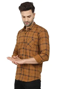 Stylish Tan Cotton Blend Long Sleeves Shirt For Men-thumb2