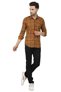 Stylish Tan Cotton Blend Long Sleeves Shirt For Men-thumb4