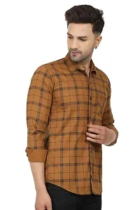 Stylish Tan Cotton Blend Long Sleeves Shirt For Men-thumb3