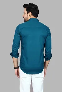 Casual Solid Blue Long Sleeves Shirt-thumb1