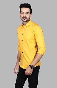 Casual Solid Yellow Long Sleeves Shirt-thumb4