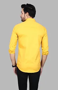 Casual Solid Yellow Long Sleeves Shirt-thumb2