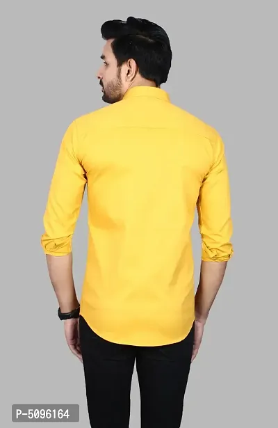 Casual Solid Yellow Long Sleeves Shirt-thumb3