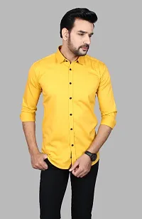 Casual Solid Yellow Long Sleeves Shirt-thumb1