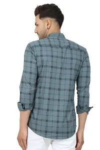 STYLISH GREY COTTON BLEND CHECKED LONG SLEEVES CASUAL SHIRTS FOR MEN-thumb1