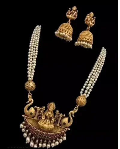 Trendy Ethnic Matte Finish Temple Jewellery Set