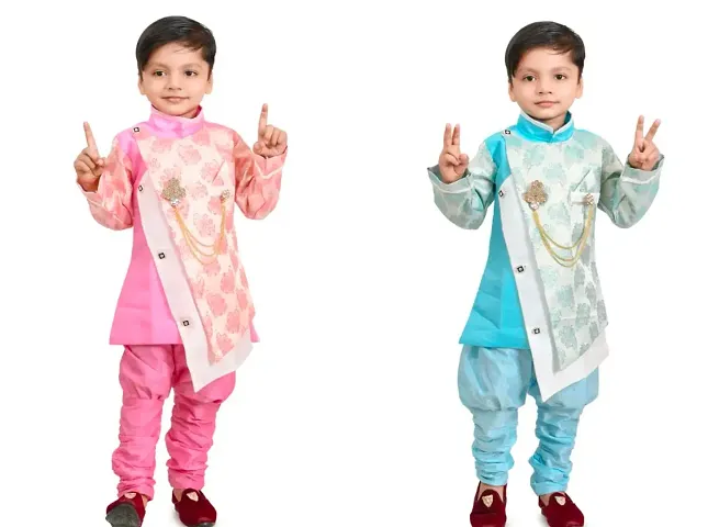 Stylish Blend Kurta Sets For Boys Pack Of 2