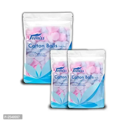 Femiss Beauty Cotton  Balls-100 ,50, 50 Pieces (Pack Of 3)