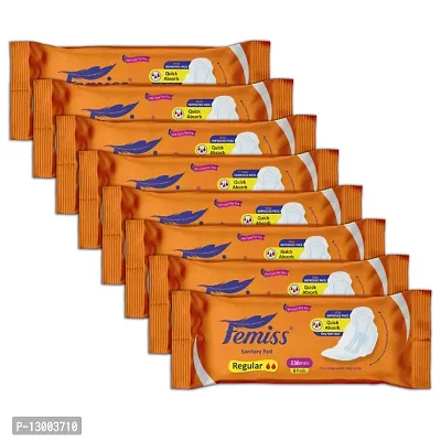 Femiss Super Soft Sanitary Pads For Women|Size-Regular 48 Pads|Pack Of 8 - Each 6 Pcs Sanitary Pad-thumb0