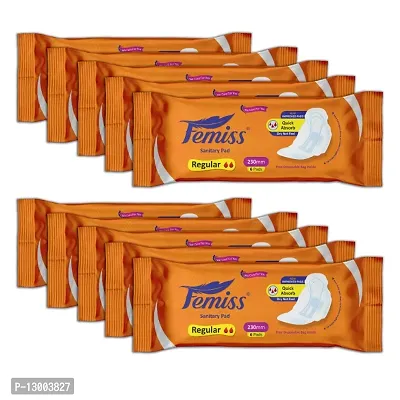 Femiss Super Soft Sanitary Pads For Women| Size-Regular 60 Pads|Pack Of 10 - Each 6 Pcs Sanitary Pad-thumb0