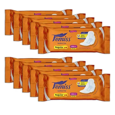 Femiss Super Soft Sanitary Pads For Women| Size-Regular 60 Pads|Pack Of 10 - Each 6 Pcs Sanitary Pad
