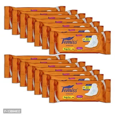 Femiss Super Soft Sanitary Pads For Women| Size-Regular 84 Pads|Pack Of 14 - Each 6 Pcs Sanitary Pad-thumb0