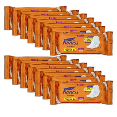 Femiss Super Soft Sanitary Pads For Women| Size-Regular 84 Pads|Pack Of 14 - Each 6 Pcs Sanitary Pad