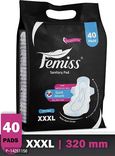Femiss Extra dry feel overnight sanitary pads | XXXL | Pack of 40| + 10 Pcs Pantyliner Free