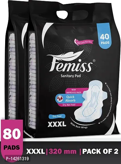 Femiss Extra dry feel overnight sanitary pads | XXXL | Pack of 80| + 20 Pantyliner Free-thumb0