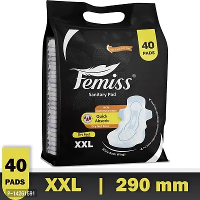 Femiss Extra dry feel overnight sanitary pads | XXL | Pack of 40| + 10 Pcs Pantyliner Free-thumb0