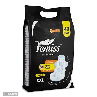 Femiss Extra dry feel overnight sanitary pads | XXL | Pack of 40| + 10 Pcs Pantyliner Free-thumb2