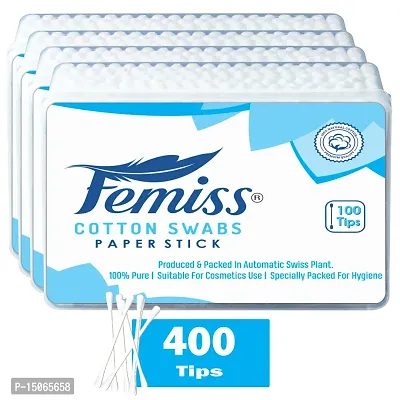 Femiss Beauty Care Cotton Ear Buds/  Swabs Box of 100 Paper Sticks (pack of 4)-thumb0