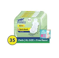 Femiss Dry Feel Over Night Sanitary Pad Eco Extra Large Pack Of 5 Each 8 Pads Prep Razor Free Gift Sanitary Needs-thumb2