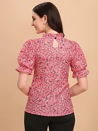 Wedani Women's Casual Floral Top with Short Puffed Sleeves Western Ruffled Collar-thumb2