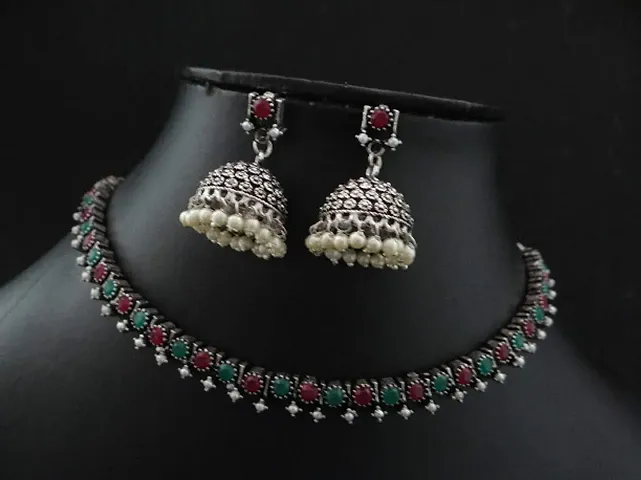 Beautiful Oxidised Choker with Earring