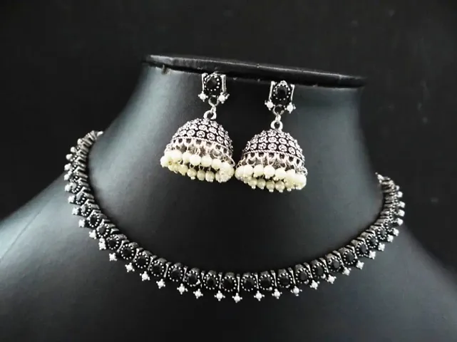 Beautiful Oxidised Choker with Earring