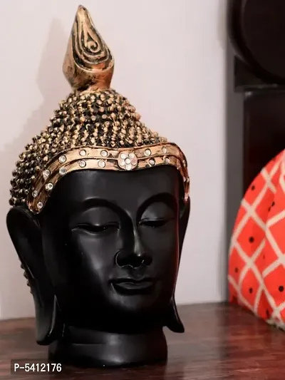 Black  Gold-Toned Poly resin Elegant Buddha Head (7 Inch)