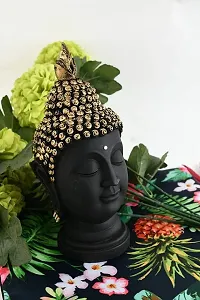 Black  Gold-Toned Poly resin Elegant Buddha Head (7 Inch)-thumb1