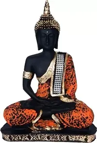 Meditating Buddha Statue For Home Decor Idol/Showpiece Decorative Showpiece - 22 cm  (Polyresin, Orange)-thumb2