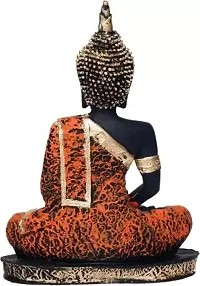Meditating Buddha Statue For Home Decor Idol/Showpiece Decorative Showpiece - 22 cm  (Polyresin, Orange)-thumb3