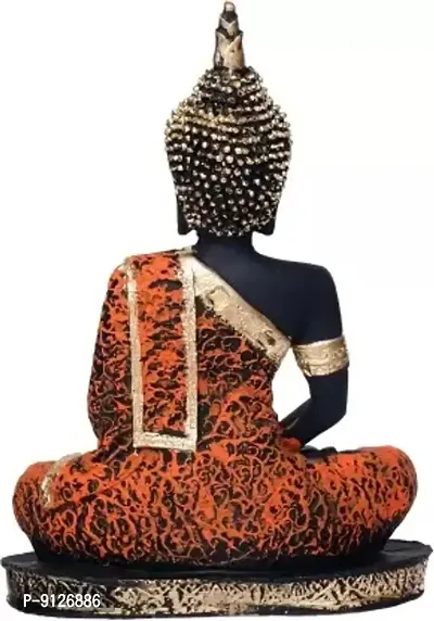 Meditating Buddha Statue For Home Decor Idol/Showpiece Decorative Showpiece - 22 cm  (Polyresin, Orange)-thumb4