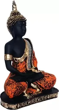 Meditating Buddha Statue For Home Decor Idol/Showpiece Decorative Showpiece - 22 cm  (Polyresin, Orange)-thumb1