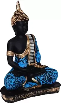 Meditating Buddha Statue For Home Decor Idol/Showpiece Decorative Showpiece - 17 cm  (Polyresin, Blue)-thumb2