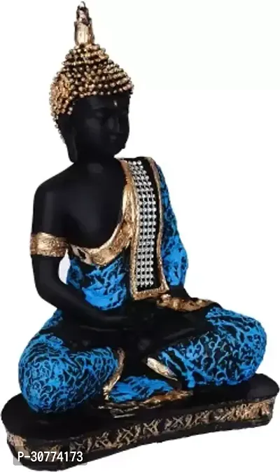 Meditating Buddha Statue For Home Decor Idol/Showpiece Decorative Showpiece - 17 cm  (Polyresin, Blue)-thumb3