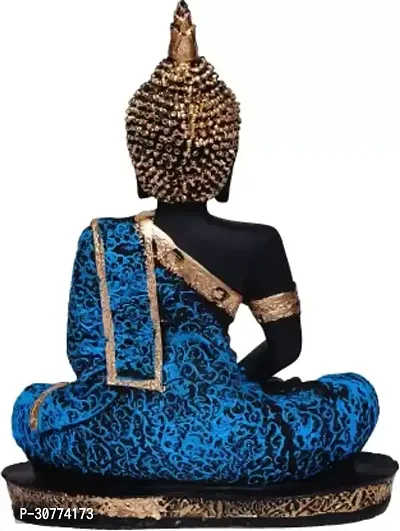 Meditating Buddha Statue For Home Decor Idol/Showpiece Decorative Showpiece - 17 cm  (Polyresin, Blue)-thumb4