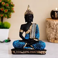 Meditating Buddha Statue For Home Decor Idol/Showpiece Decorative Showpiece - 17 cm  (Polyresin, Blue)-thumb1