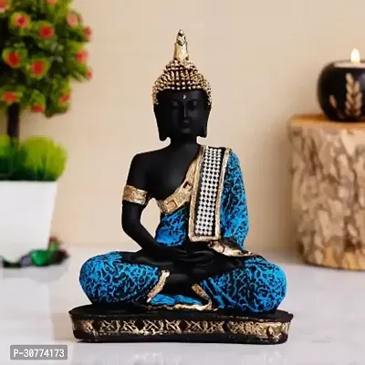 Meditating Buddha Statue For Home Decor Idol/Showpiece Decorative Showpiece - 17 cm  (Polyresin, Blue)-thumb2