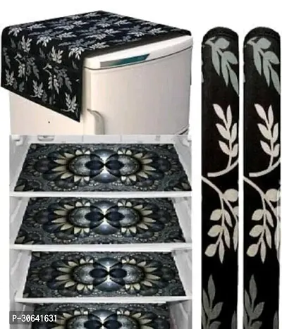 Designer Black Polyester Printed Fridge Mat-thumb0