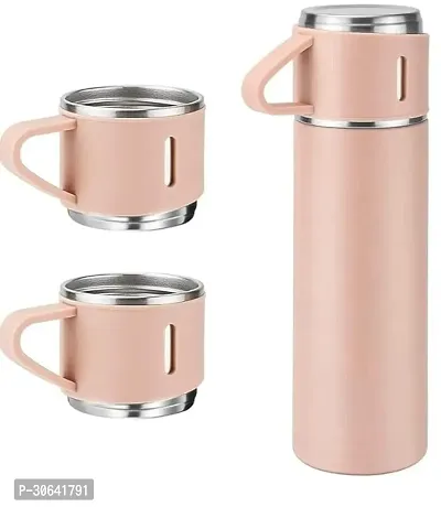 Stainless Steel 500ML Vacuum Insulated Water Bottle Flask with 3 Steel Cups Combo-thumb0