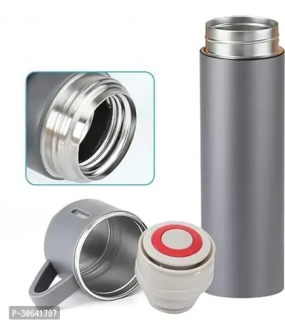 Stainless Steel Vacuum Insulated Bottle Water Flask Gift Set with Two Cups Hot  Cold Diwali Gifts for Employees Corporate Gift Items Vacuum Flast Set with 2 Mugs Grey