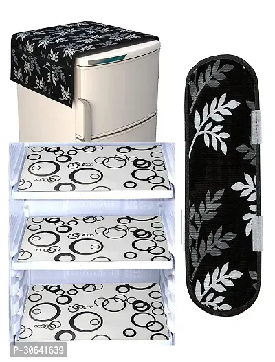 Designer Black Polyester Printed Fridge Mat-thumb0