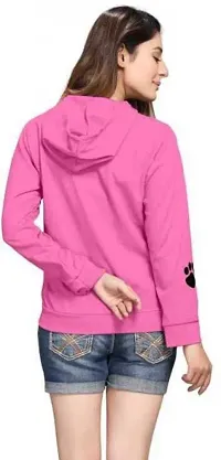 Cat Print Full Sleeve Pink Sweatshirt Hoodies For Women-thumb2