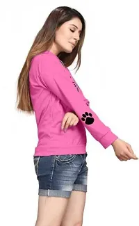 Cat Print Full Sleeve Pink Sweatshirt Hoodies For Women-thumb3
