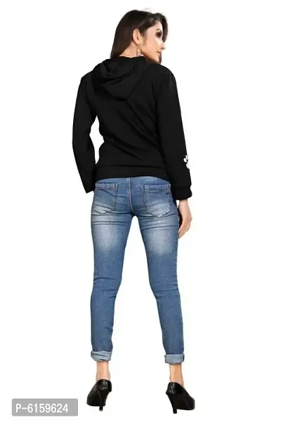 Cat Print Full Sleeve Black Sweatshirt Hoodies For Women-thumb3