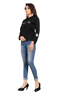 Cat Print Full Sleeve Black Sweatshirt Hoodies For Women-thumb4